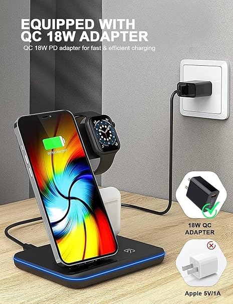 3-in-1 Wireless Charging Station – Fast Charger for Phone, Watch & AirPods