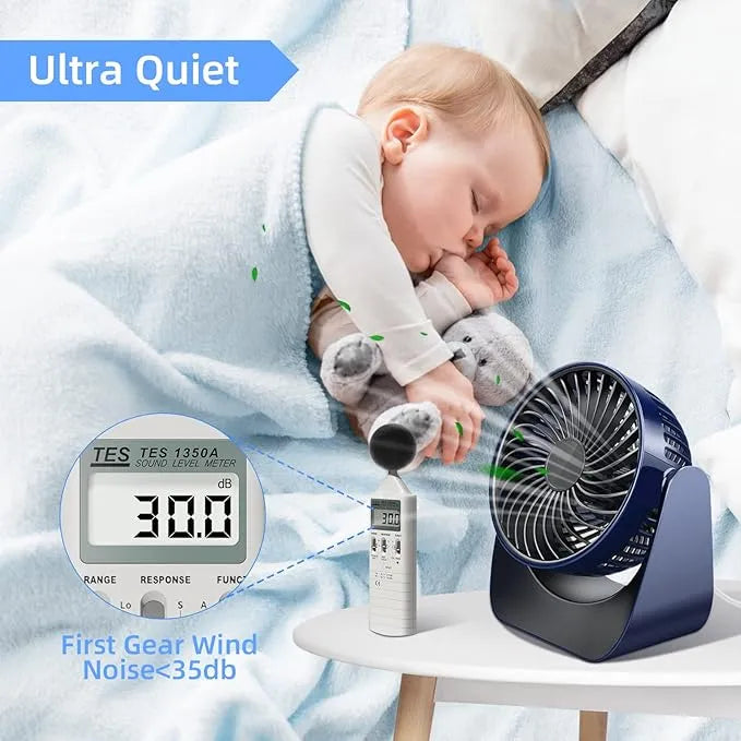 360° Rotate Desktop Fan – Portable USB Table Fan for Home & Office