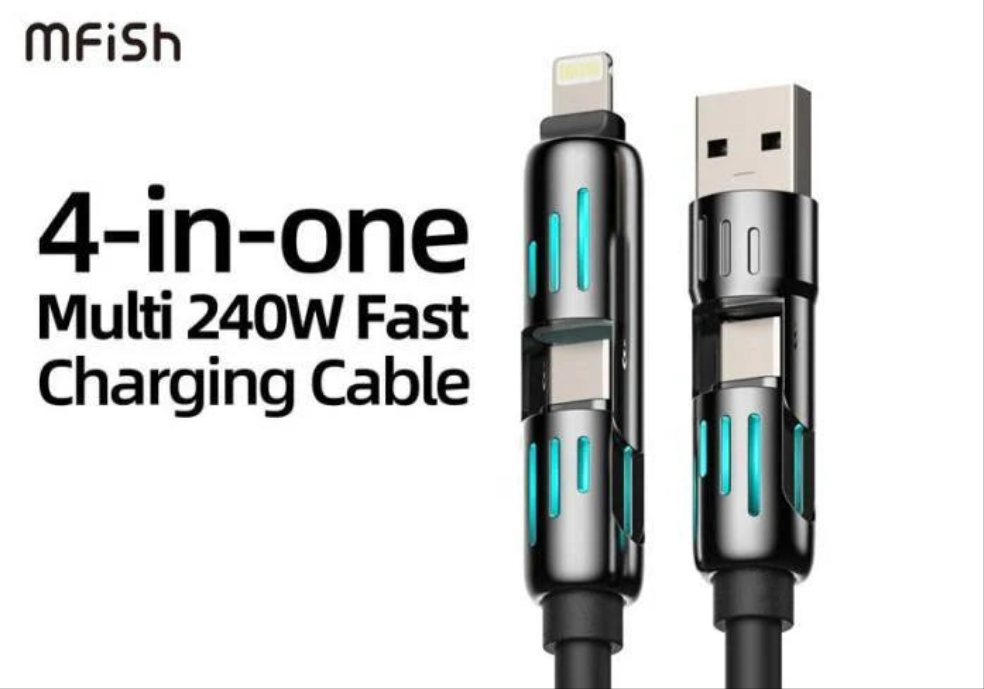 4in1 USB Cable USBA/C- C/Lightning 1meter