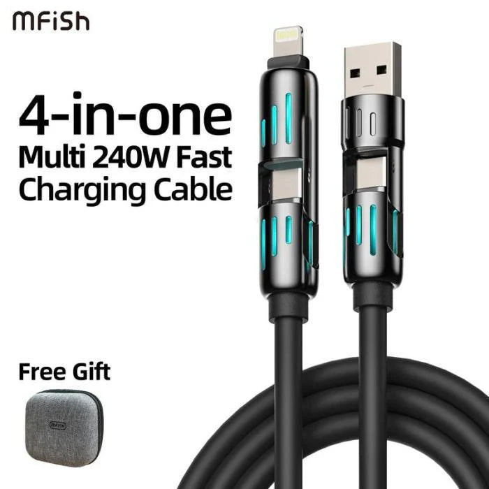 4in1 USB Cable USBA/C- C/Lightning 1meter