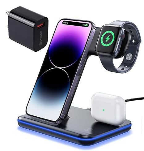 3-in-1 Wireless Charging Station – Fast Charger for Phone, Watch & AirPods