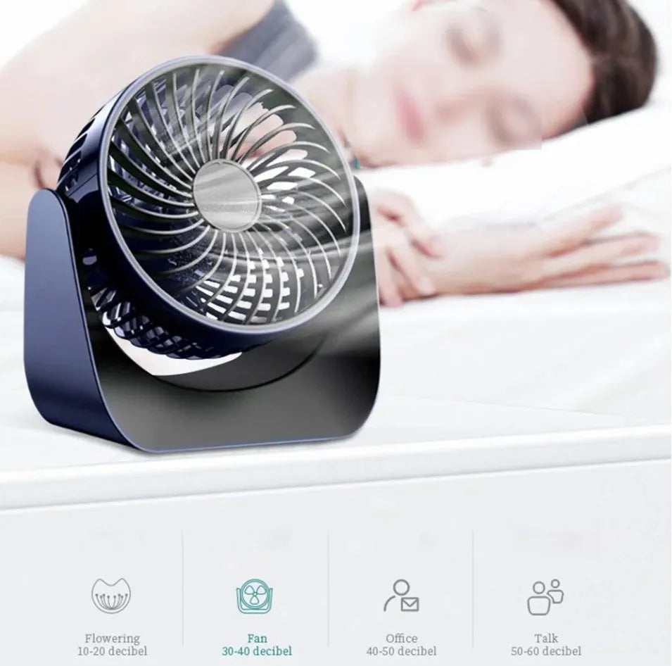 360° Rotate Desktop Fan – Portable USB Table Fan for Home & Office