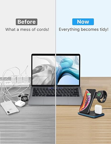 3-in-1 Wireless Charging Station – Fast Charger for Phone, Watch & AirPods